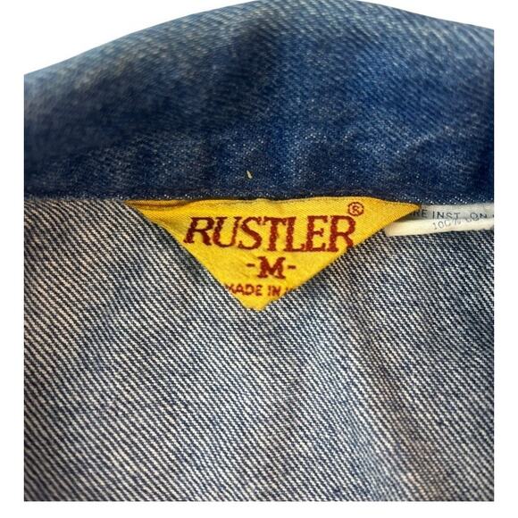 Vintage 1970s Rustler Jean Jacket  79111SW | Mens M, Blue Denim Trucker, USA - Picture 3 of 16